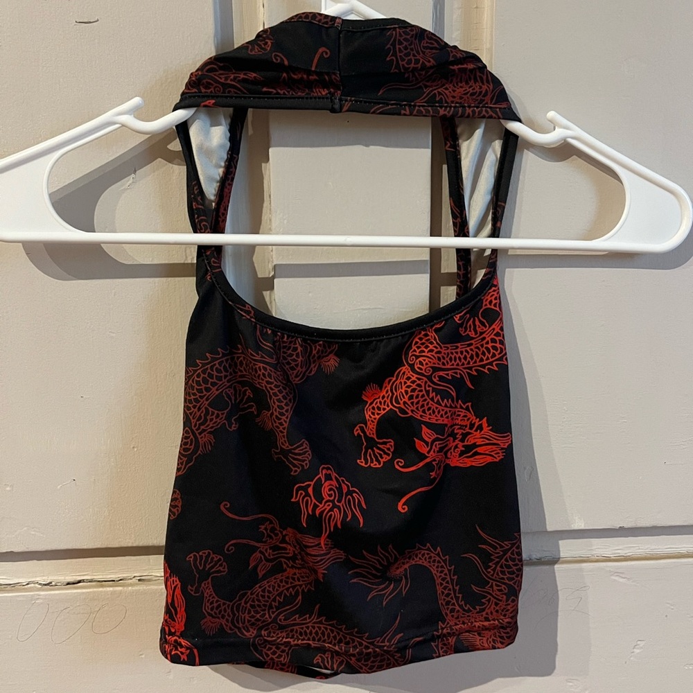 SHEIN Black and Red Dragon Graphic Top